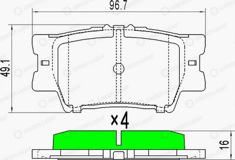 Green Light GLBP0233 - Тормозные колодки, дисковые, комплект autospares.lv