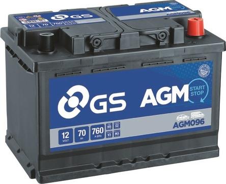 GS AGM096 - Стартерная аккумуляторная батарея, АКБ autospares.lv
