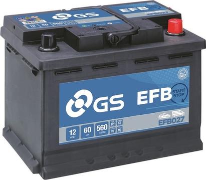 GS EFB027 - Стартерная аккумуляторная батарея, АКБ autospares.lv