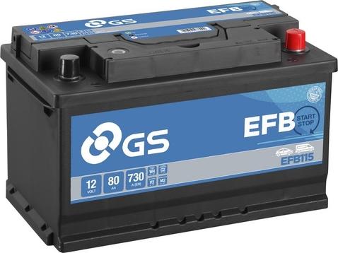 GS EFB115 - Стартерная аккумуляторная батарея, АКБ autospares.lv
