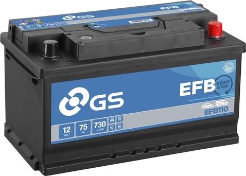 GS EFB110 - Стартерная аккумуляторная батарея, АКБ autospares.lv