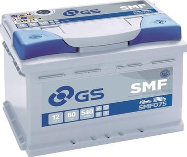 GS SMF075 - Стартерная аккумуляторная батарея, АКБ autospares.lv