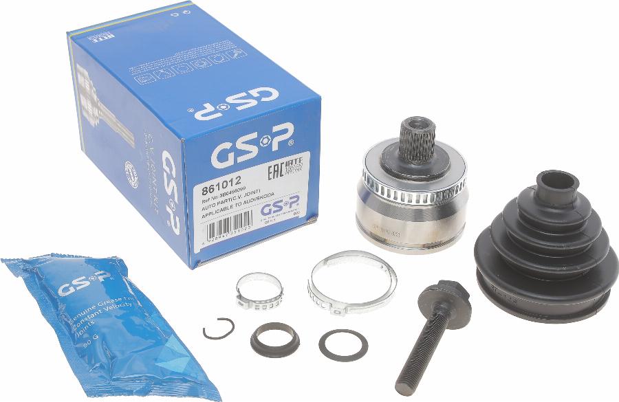 GSP 861012 - Шарнирный комплект, ШРУС, приводной вал autospares.lv