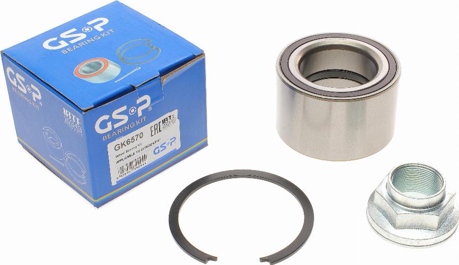 GSP GK6570 - Подшипник ступицы колеса, комплект autospares.lv