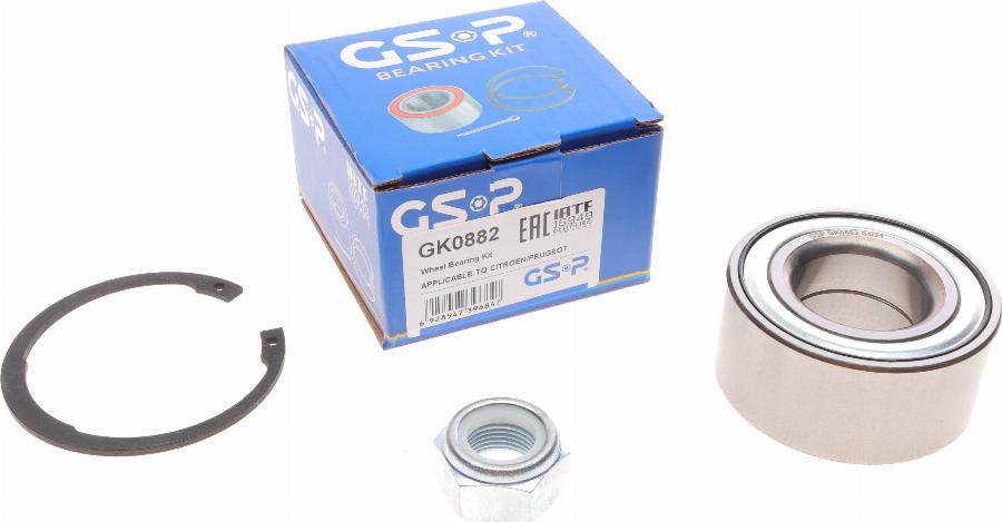 GSP GK0882 - Подшипник ступицы колеса, комплект autospares.lv