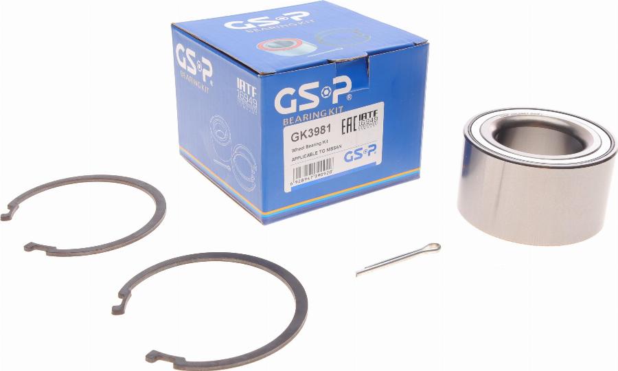 GSP GK3981 - Подшипник ступицы колеса, комплект autospares.lv