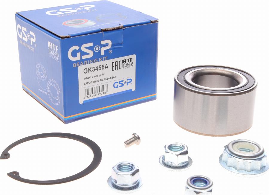 GSP GK3455A - Подшипник ступицы колеса, комплект autospares.lv