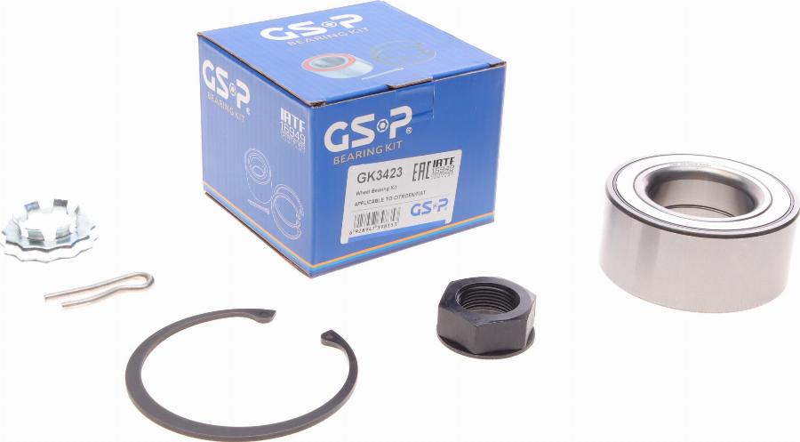 GSP GK3423 - Подшипник ступицы колеса, комплект autospares.lv