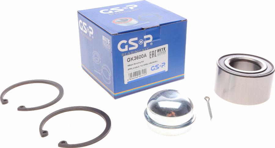 GSP GK3600A - Подшипник ступицы колеса, комплект autospares.lv