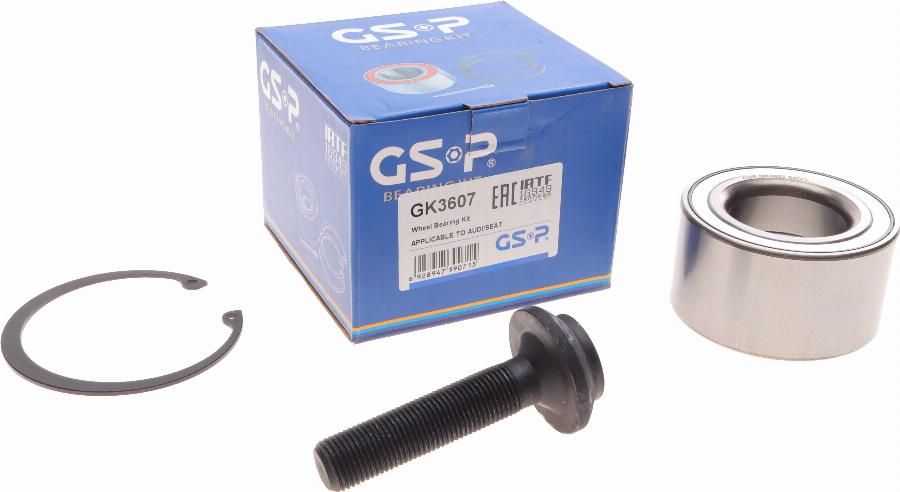 GSP GK3607 - Подшипник ступицы колеса, комплект autospares.lv