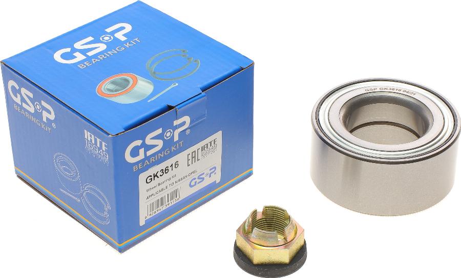 GSP GK3616 - Подшипник ступицы колеса, комплект autospares.lv