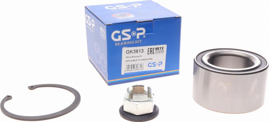 GSP GK3613 - Подшипник ступицы колеса, комплект autospares.lv