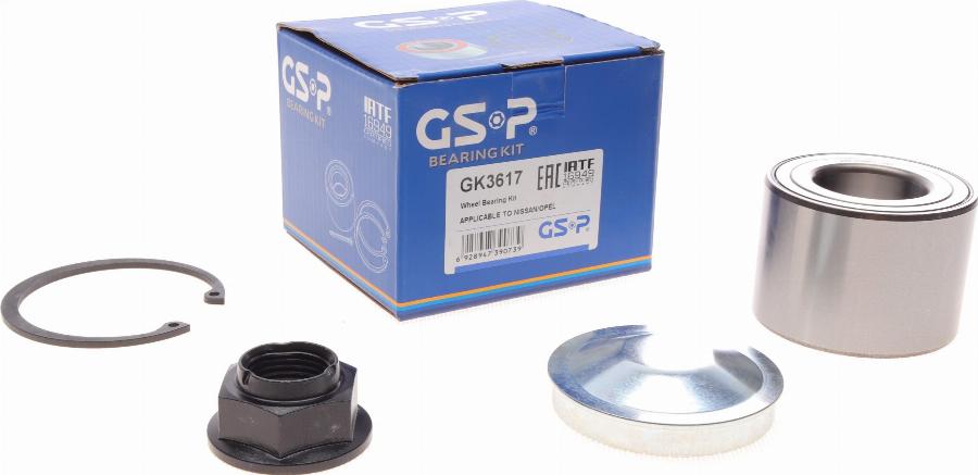 GSP GK3617 - Подшипник ступицы колеса, комплект autospares.lv