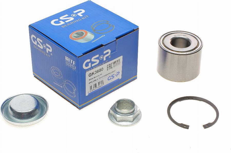 GSP GK3680 - Подшипник ступицы колеса, комплект autospares.lv