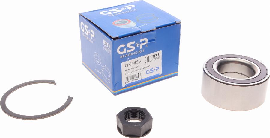 GSP GK3633 - Подшипник ступицы колеса, комплект autospares.lv