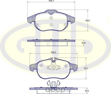 G.U.D. GBP088800 - Тормозные колодки, дисковые, комплект autospares.lv