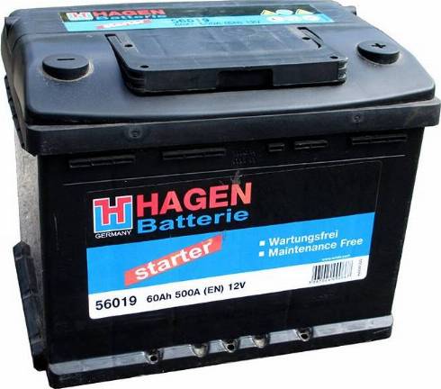 Hagen 56019 - Стартерная аккумуляторная батарея, АКБ autospares.lv