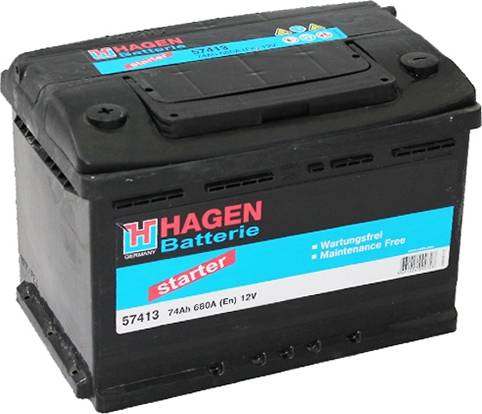 Hagen 57413 - Стартерная аккумуляторная батарея, АКБ autospares.lv