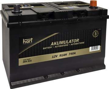 Hart 564 531 - Стартерная аккумуляторная батарея, АКБ autospares.lv