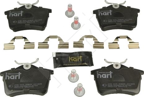 Hart 249 009 - Тормозные колодки, дисковые, комплект autospares.lv