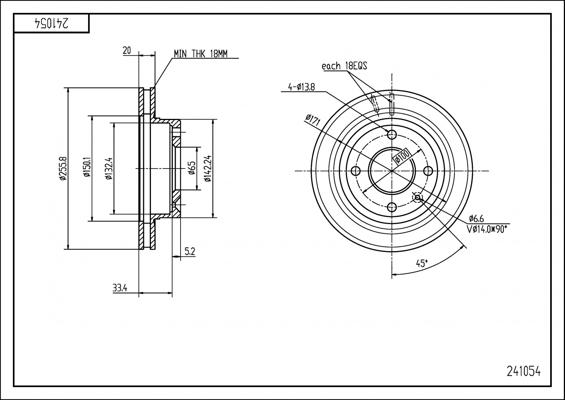 Hart 241 054 - Тормозной диск autospares.lv