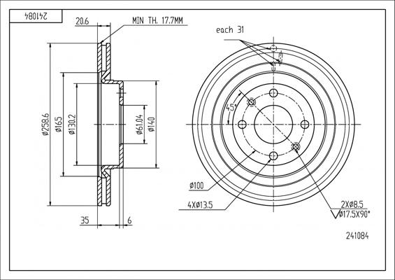 Hart 241 084 - Тормозной диск autospares.lv