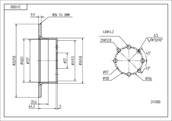 Hart 241 080 - Тормозной диск autospares.lv