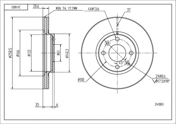 Hart 241 083 - Тормозной диск autospares.lv