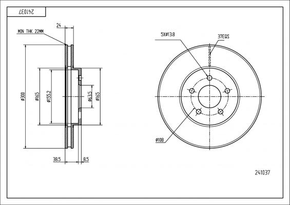 Hart 241 037 - Тормозной диск autospares.lv