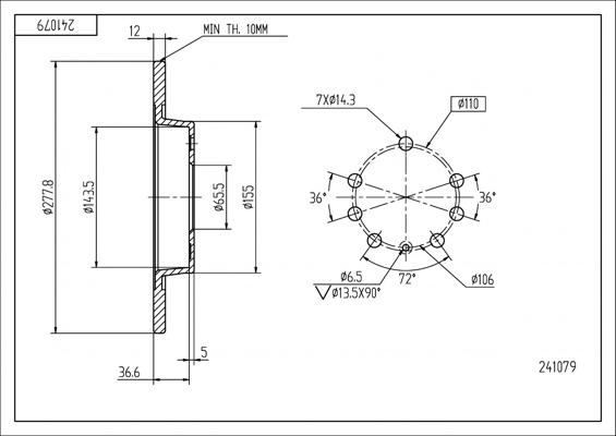 Hart 241 079 - Тормозной диск autospares.lv