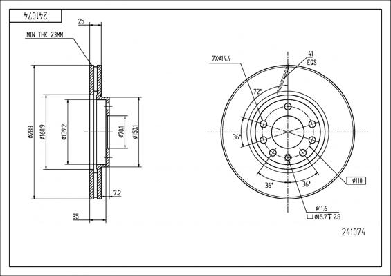 Hart 241 074 - Тормозной диск autospares.lv