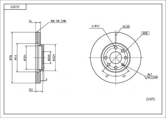 Hart 241 075 - Тормозной диск autospares.lv