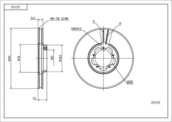 Hart 241 149 - Тормозной диск autospares.lv