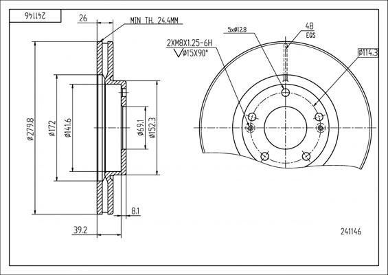 Hart 241 146 - Тормозной диск autospares.lv