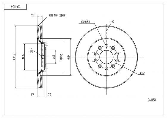 Hart 241 154 - Тормозной диск autospares.lv