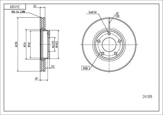 Hart 241 109 - Тормозной диск autospares.lv