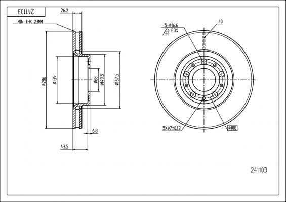 Hart 241 103 - Тормозной диск autospares.lv