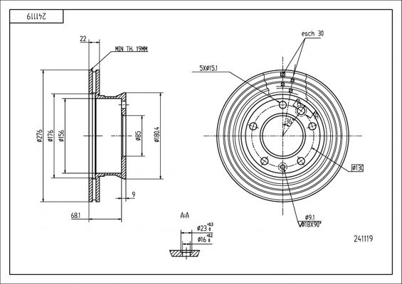 Hart 241 119 - Тормозной диск autospares.lv