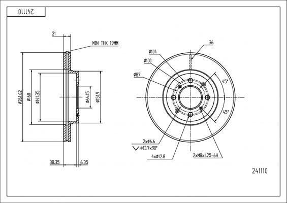 Hart 241 110 - Тормозной диск autospares.lv