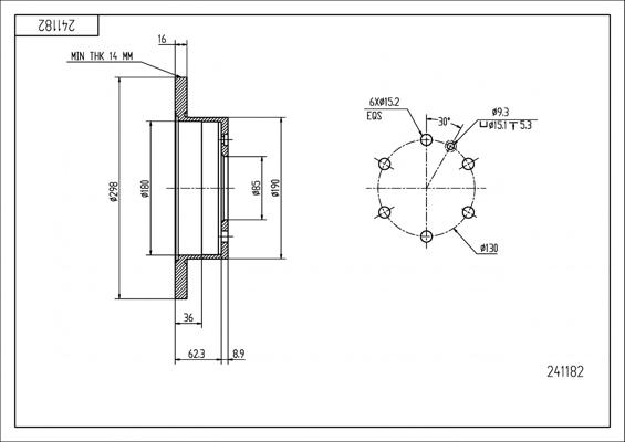 Hart 241 182 - Тормозной диск autospares.lv