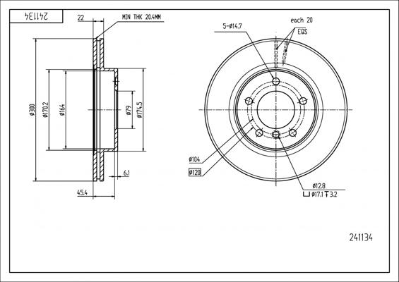 Hart 241 134 - Тормозной диск autospares.lv