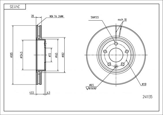 Hart 241 135 - Тормозной диск autospares.lv