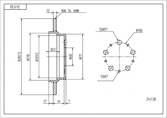 Hart 241 130 - Тормозной диск autospares.lv