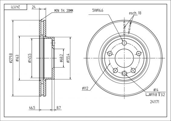 Hart 241 171 - Тормозной диск autospares.lv