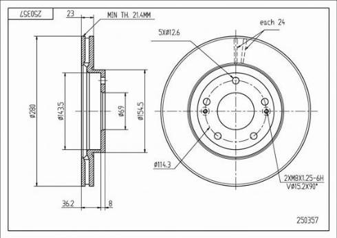 Hart 250 357 - Тормозной диск autospares.lv