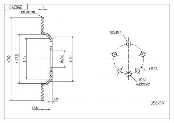 Hart 250 259 - Тормозной диск autospares.lv