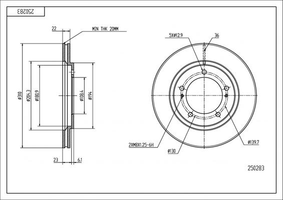 Hart 250 283 - Тормозной диск autospares.lv