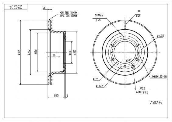 Hart 250 234 - Тормозной диск autospares.lv