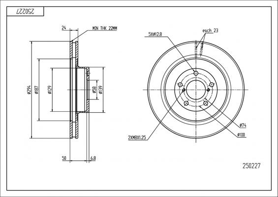 Hart 250 227 - Тормозной диск autospares.lv