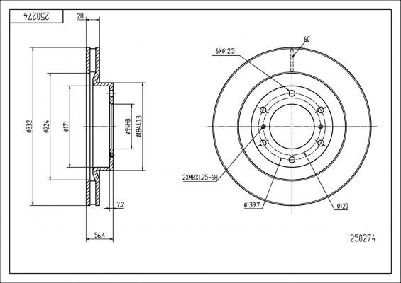 Hart 250 274 - Тормозной диск autospares.lv